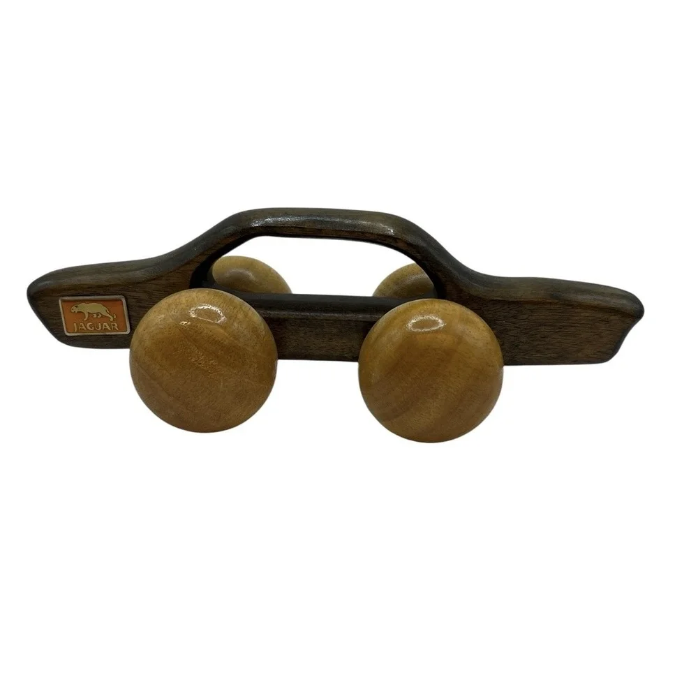 Vintage Jaguar‎ Two-Tone Wooden Back Massager Roller Car Vehicle Collectible